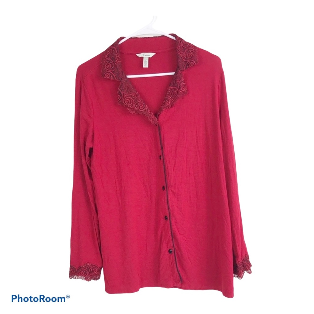 Soma Button Down Lace Collar Lace Sleeves M